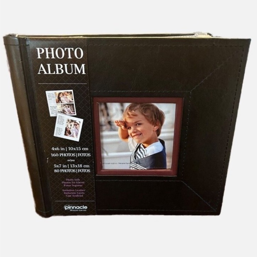 Pinnacle Black & Maroon Vegan Leather 160 - 4” x 6” or 80 - 5” x 7” Photo Album.